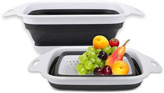 [2PCE] Home Master Colander Collapsible Foldable, Space Saving Design, Convenient And Easy To Use, Easy Clean Thermoplastic Rubber and Polypropylene, Perfect For Washing Fruits and Vegetables (21cm x 14.5cm x 8.5cm)