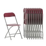 Flash Furniture 10 Pk. HERCULES Series 650 lb. Capacity Premium Red Plastic Folding Chair