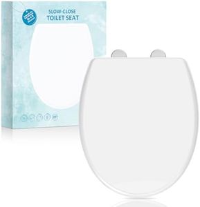 Toilet Seat, SAILTOK Soft Close Toilet Seats with Quick Release & Non-Slip Seat Bumpers, Simple Top Fixing, Standard Toilet Seats White with Adjustable Hinges, O Shape