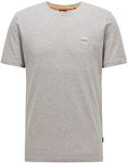 BOSS Mens Tales Logo-Patch T-Shirt in Cotton Jersey, Grey, S