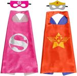 Superhero Capes for Kids,Superhero Costume Boys Grils Party Christmas Halloween Supplies for 3-10 Years Old (Pink+Red)