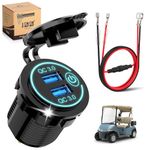 10L0L Golf Cart Quick Charge QC 3.0 Dual USB Charger Socket, 12V-24V USB Outlet for Yamaha EZGO Club Car, 12V Input Double USB Ports with DIY Car Port Outlet for Car Boat RV Motorcycle Truck and More