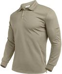 Deyeek Men's Long Sleeve Golf Shirts Performance Moisture Wicking Quick Dry Casual UPF 50 Polyester Polo Shirt for Men Khaki