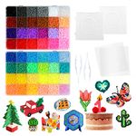 LIHAO 24000 PCS Fuse Beads 2.6mm Fuse Beads Kits 48 Color Iron Beads Set with 2 Pegboards 2 Tweezers 2 Ironing Papersfor DIY Craft Making