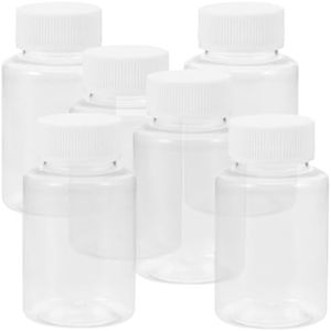 Healvian Reagent Bottle, 6pcs 100ml Plastic Empty Reagent Bottle Wide Mouth Sampling Bottles Translucent Reagent Bottle with Screw Cap for Laboratory Classrooms Home