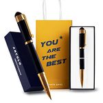 Custom Roller Pen Business Gift set with Pen Box Gift Card 2 extra Black Ink Refills Quality Pens Metal Body - Engraving with Names Message on the Pens - for Family Colleague Elder Friends