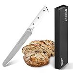 ROCKSHEAT Bread Knife 8.5 inch Ultra Sharp Serrated Knife HC Stainless Steel Bread Slicing Knife with One-Piece Design Wide Wavy Edge Cake Knife Bread Cutting Knife for Homemade Crusty Bread