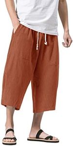 MAGNIVIT Men's Linen Beach Pants Loose Fit Casual Lightweight Summer Pants Brick Red 32