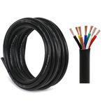 Yinaolan 7 Core Cable 15M 12V 24V for Trailer 15m Towing Wire, 7 * 0.5mm² 15 Metres Flexible Extension Cable Black for LED Light, Automotive, Boat Equitment