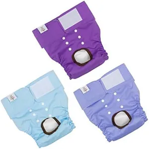 CuteBone Female Dog Diapers Washable Large for Doggie in Heat, 3 Pack D11L