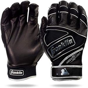 Franklin Sports MLB Batting Gloves - Powerstrap Chrome Adult Men's + Youth Batting Gloves Pair - Baseball + Softball Gloves - Black - Adult Medium