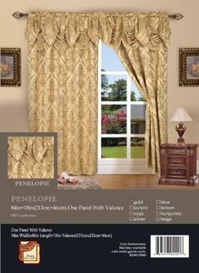 Elegant Comfort Set di Tenda a Pannello, in Stile Penelopie Jacquard, Poliestere, Gold, 54x84 Inches
