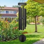 ASTARIN 48'' Wind Chimes for Outside Deep Tone - Large Wind Chimes with 6 Heavy Tubes, Memorial Wind Chimes Outdoor for Garden Hanging Décor,Sympathy Gifts，Black