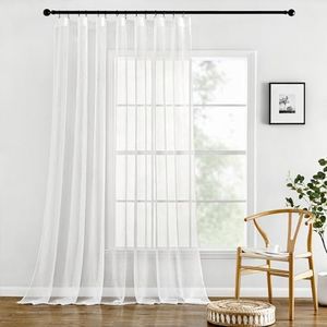MIULEE Tende Bianca Trasparente Tenda per Interni Voile Trasparenti Camera da Letto Adatte Con Anelli Soggiorno Moderne Eleganti 1 Pezzi 300 x 225 CM
