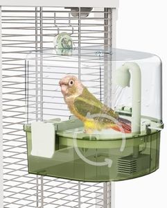 YOOSO WING Automatic Bird Baths for Cage – Indoor Parakeet Bath with Pump, Bird Shower with 2 Modes Running Water, Bird Cage Accessory for Pet Birds Conure Budgies Cockatiels Lovebird(Green)