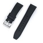 Real Rubber FKM Quick Release Dive Watch Strap Watch Band 20mm 22mm (Black, 20mm)