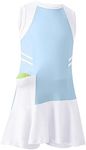 LIONJIE Girls Tennis Golf Dress Outfit Sleeveless Tank Top and Skorts Sets School Sport Skirt with Shorts 3-4 Years Light Blue