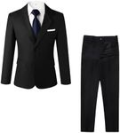 kretenier Boys Suit Slim Fit 5 Pieces Formal Wedding Suits for Boys Ring Bearer Outfit, Black, 16