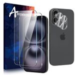 Anoowkoa [2+2 Pack for iPhone 16 6,1" Screen Protectors and Camera Lens Protectors Guard Tempered Glass Film, Anti Fingerprints Protective Film