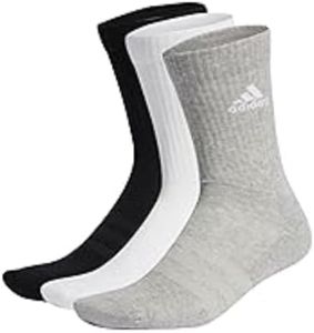 adidas Sportswear Cushioned Crew Socks 3 Pair, Medium Grey Heather/White/Black, Large