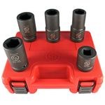 Chicago Pneumatic Tool SS8205WS 1-Inch Drive 5-Piece Wheel Service SAE and Metric Impact Socket Set