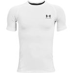 Under Armour Boys' HeatGear Armour Short Sleeve, White, Medium 10 Years, White / / Black (100),1361723