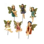 KOCNYDEY Garden Miniatures Fairies Mini Garden Figurine Fairies Decor for Fairy Outdoor Garden Yard Lawn Home Decoration Lovely Vintage Resin Fairy Garden Accessories Outdoor Indoor (6 Pieces)