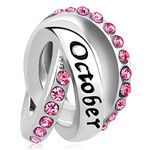 LSxAB Pink October Birthstone Charm Compatible with Pandora Charms Bracelets