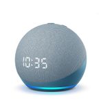 Amazon Echo Dot 4th Gen with clock | Smart speaker with powerful bass, LED display and Alexa (Blue)