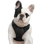 Eagloo Dog Harness Medium, No Pull Dog Harness Adjustable, Front Clip Dog Vest Harness, Soft Padded Pet Vest, Reflective No-Choke Breathable with Easy Control Handle, Black, M