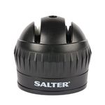 Salter Manual Knife Sharpener – 2-Stage Sharpening Tool, Home/Chef Use, Non-Slip Base with Twist & Lock Secure Suction Grip, Coarse & Fine, Tungsten Steel Blades, Ceramic Rod, Compact, Black