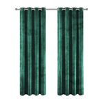 Imperial Rooms Crushed Velvet Curtains 66x90 Emerald Green Fully Lined Velvet Blackout Curtains for Living Room Super Soft Window Curtain with 2 Matching Tie Backs (168cm x 228cm)