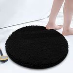 Smiry Luxury Round Chenille Bath Rug, Extra Soft and Absorbent Shaggy Bathroom Mat Rugs, Machine Washable, Non-Slip Plush Carpet for Tub, Shower, and Bath Room (24''x24'', Black)