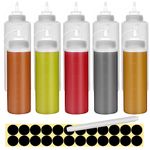 Happybase 10 Pcs Squeeze Condiment Bottles with Twist On Cap Lids, 16oz 32oz Multipurpose Squirt Bottles Squeezy Sauce Bottle Plastic Dispensing Bottles for Sauce, BBQ, Paint and Olive Oil