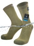 DexShell Ultra Thin Waterproof Socks for Men & Women – Lightweight Bamboo Rayon Inner, Breathable Membrane for Cycling, Hiking & Wet Weather - Olive Crew MD