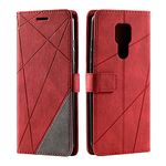 SONWO Case for Moto G Play 2021 Case, Premium Leather Flip Wallet Case Magnetic Closure Card Slots Kickstand Phone Case for Moto G Play 2021, Red