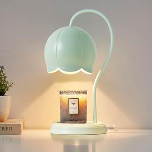 Mahbahole Light Green Cute Flower Candle Warmer Lamp with Timer Dimmable, Bedroom House Office Aesthetic Living Girls Room New Home Decor, Christmas Birthday New Year Gifts for Women Mom