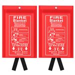 Jeagou Emergency Fire Blanket for Kitchen and Home, 2 Pack 39.37” x 39.37” Fiberglass Fire Safety Blankets for Survival, Suppression Fire Retardant Blanket for People