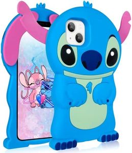 Lupct Blue Silicone Case for iPhone 13 3D Cartoon Animal Cute Funny Soft Protective Cases Kawaii Unique Character Cover, Fun Cool Skin Shell for Kids Teens Girls Guys for iPhone 13 6.1 inch