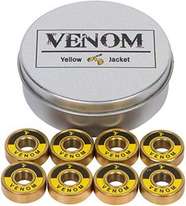 Yellow Jacket Premium Skateboard Bearings – Titanium Coated, Ceramic Balls – Pro Longboard Bearings – High Speed, Precision for Skateboards, Longboards, in-Line Skates – Pack of 8 (Gold Venom)