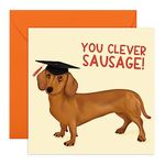 Central 23 - Cute Graduation Card for Her - 'You Clever Sausage' - Sweet Congratulations Card for Him - Dog Greeting Cards - Well Done Cards for Her - Comes with Fun Stickers