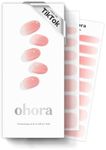 ohora Semi Cured Gel Nail Strips (N Peach Latte) - Works with Any Nail Lamps, Salon-Quality, Long Lasting, Easy to Apply & Remove - Includes 2 Prep Pads, Nail File & Wooden Stick - Pink