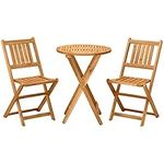 Outsunny 3 Piece Folding Patio Bistro Set Dining Table Set Table and 2 Chairs Acacia Wood