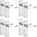 XFORT Polished Chrome Lever Latch Door Handle - Victorian Scroll Door Handle Sets - Internal Door Handles, 4 Pairs