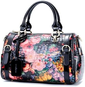 FEIMINA High-End Genuine Leather Shoulder Bag for Women, Stylish Handbag for Ladies, Refined Tote Purse, Crossbody Bag (Black Rose)