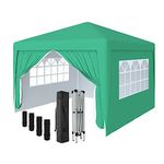 Greenbay 3x3M Pop-up Gazebo Outdoor Garden Party Tent Folding Gazebo with 4 x Sidewalls | 4 x Leg Weight Bags | Carrying Bag | Green