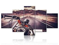 TuAnn Large Framed Dirt Bike Canvas Poster Wall Art 5 Panels Motorcycle Paintings HD Prints X-Game Sports Motor Pictures Artwork for Living Room Modern Home Decorations Ready to Hang - 60"W x 32"H