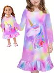 Bow Dream Toddler Girls Cartoon Dress and Matching American Girl Doll Clothes for Girls Pink Yellow, Pink Yellow, 4-5 Years