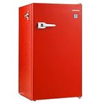 Upstreman 3.6 Cu Ft Small Refrigerator without Freezer, Retro Mini Fridge, Manual Defrost Free, Adjustable Thermostat, Side Bottle Opener, Small Fridge for Office, Bedroom, Dorm, Red-CR35