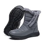 Womens Snow Boots Ankle Boots Side Zipper Winter Fur Lined Waterproof Warm Shoes Closure Ladies Girls Outdoor Flat Hiking Walking Shoes Non Slip Mid Calf Sport Shoes Booties Lightweight